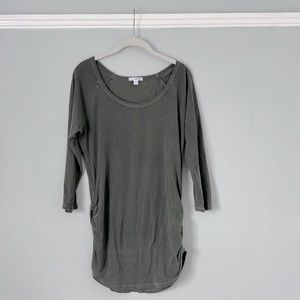 James Perse Soft Ruched 3/4 Sleeve Tee 4//XL